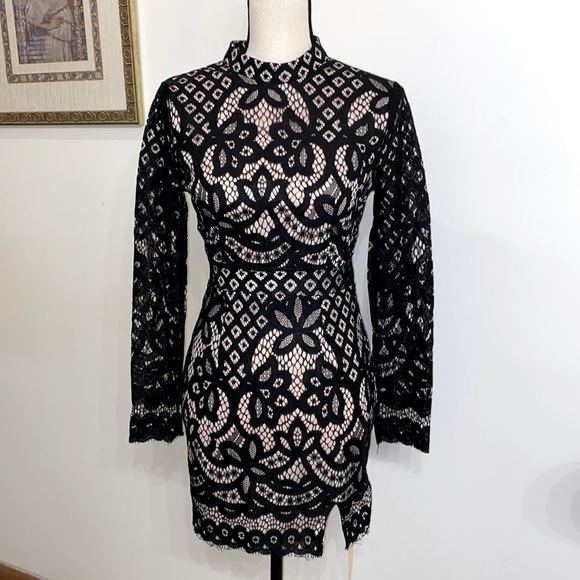 Reverse Dresses & Skirts - Reverse Black Lace Bodycon Dress Size Small